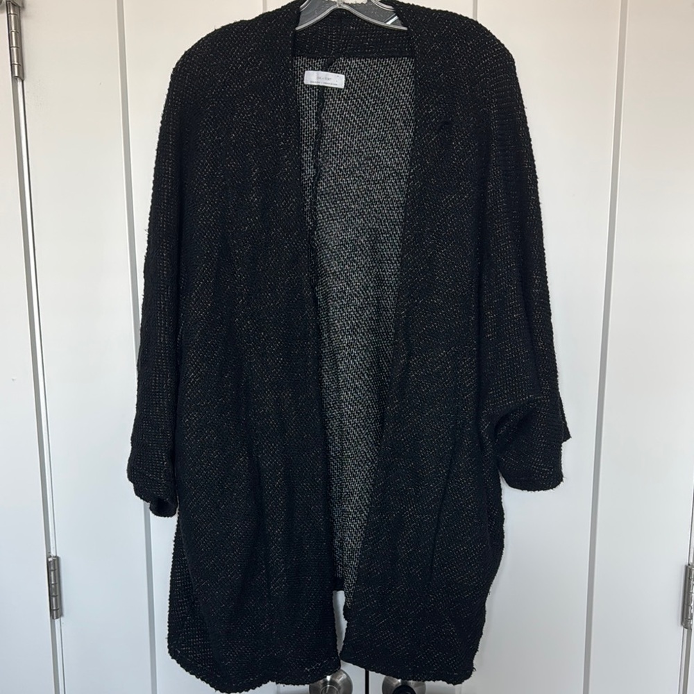 Oak+Fort Black Open-Front Cardigan with Relaxed Fit